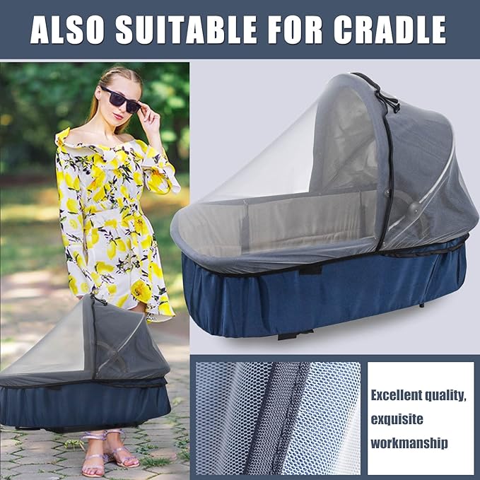 Mosquito Net for Baby Car Seats, Infant Stroller and Bassinets, Infant Car Seat Insect Mesh Net,Breathable,Easy Fitting, Portable Durable & Long Lasting Insect Netting (Gray)…