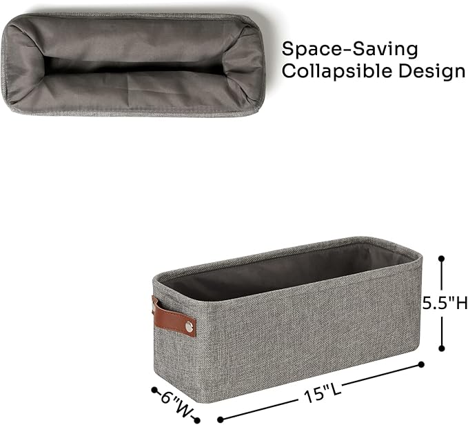 DULLEMELO Soft Cotton Fabric Bathroom Storage Baskets 2 Pack Fabric Shelf Baskets for Gifts Empty Small Storage Organizer for Closet,Toys,Bedroom (Grey)