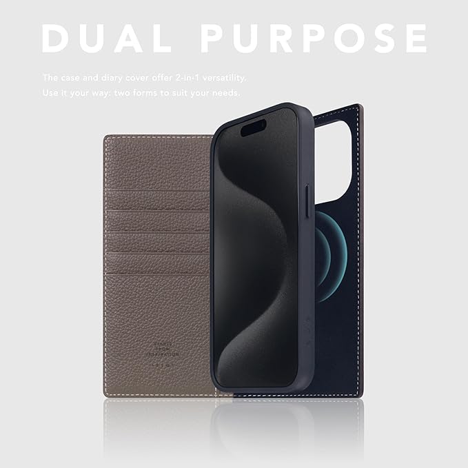 D8 Full Grain Leather Wallet Case for iPhone 15 Pro Max - [2-in-1] Handcrafted Detachable Diary Style with Magnetic MagSafe Back Cover, Gift Box Included (Etoffe Cream)