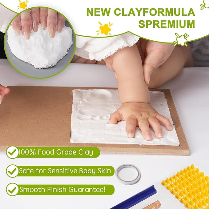 Baby Footprint Kit, Newborn Foot and Hand Print Kit, Baby Keepsake Frame, Nursery Pictures Frames(Walnut)