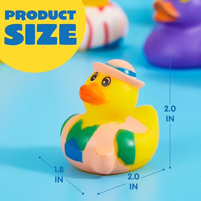 JOYIN 240 Pcs Rubber Ducks, Random Assortment Ducks Bulk with Mesh Carry Bag, Mini Rubber Duckies for Baby Bath Toys, Kids Toddler Summer Pool Toys Birthday Gifts Party Favors