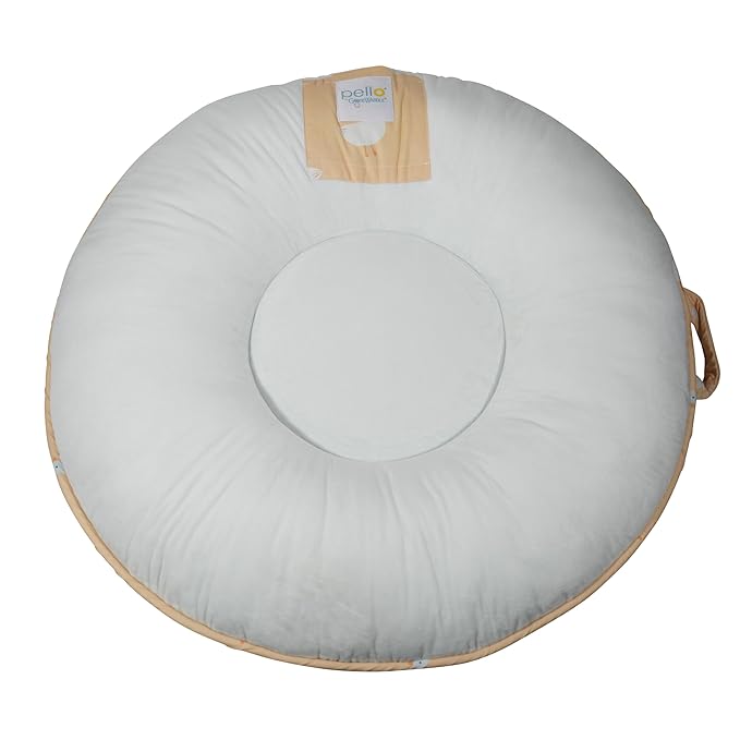 Pello Multi-use Luxe -Toddler Floor Pillow/Play Mat/Lounger (Yellow with Ducks, Light Blue Bottom)