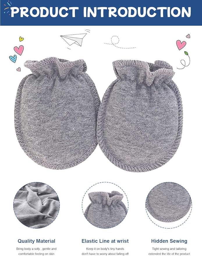 Cute Baby Mittens Newborn, No Scratch Baby Boy Mittens, Baby Girl Hat Gloves for Toddlers, Infant, Newborn