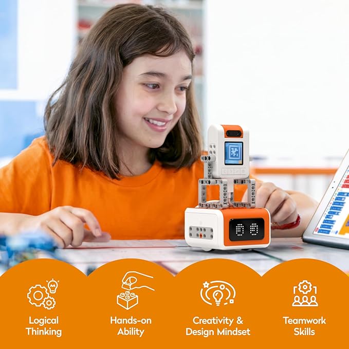 AI Vision Kit for VinciBot with a 180° Flip Camera, Programmable Screen and Modular Structure Can Add 7 Visual Functions, for Beginners and Advanced Learners of AI from 8-12