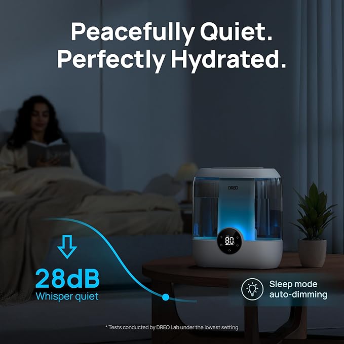 Dreo 6L Humidifiers for Bedroom, Quiet Supersized Cool Mist Ultrasonic Humidifier with Diffuser, 60 Hour Runtime for Home, Nursery, Plant, Gray