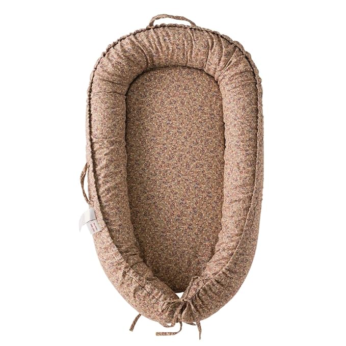Infant Lounger, Baby Nest Cover for Baby Girls & Boys, Newborn Essentials for Baby 0-18+ Months, 100% Cotton Breathable (Brown Blossom_, Cotton_Muslin)