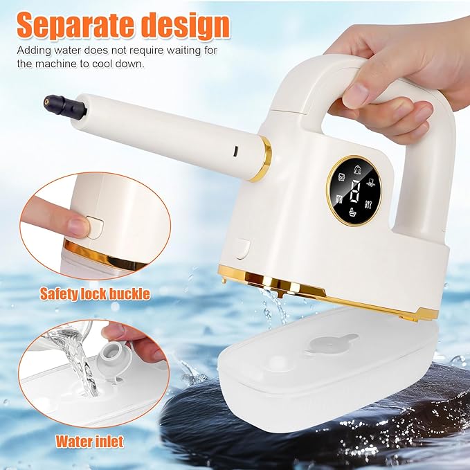 Handheld Steam Cleaner [One Click Clean] Steamer for Cleaning 10-in-1 High Pressure Steam Cleaner for Home/Car Detailings/Fabric etc. Separate Design|Digital Display|Two Cleaning Methods