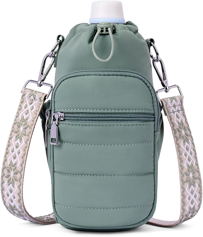 Water Bottle Bag 40 oz Crossbody Holder for Walking Hiking Insulated Carrier Purse with Adjustable Strap
