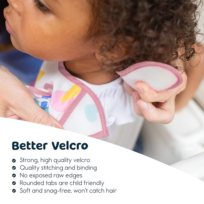 Tiny Twinkle Mess Proof Baby Bibs for Eating - Waterproof, Wipeable Bibs - Toddler Bibs - Travel Friendly - PFAS, PVC, BPA, Phthalate Free - Baby Food Bibs(3 Pack,Unicorn)