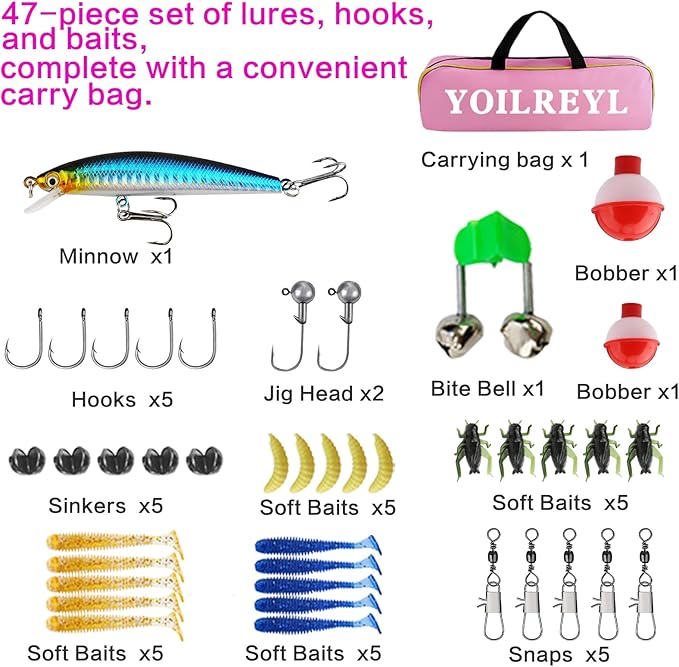 Collapsible Telescopic Fishing Rod and Reel Combo Push Button Small Fishing Pole Kit Beginner Youth Boys Fishing Starter Set Tackle