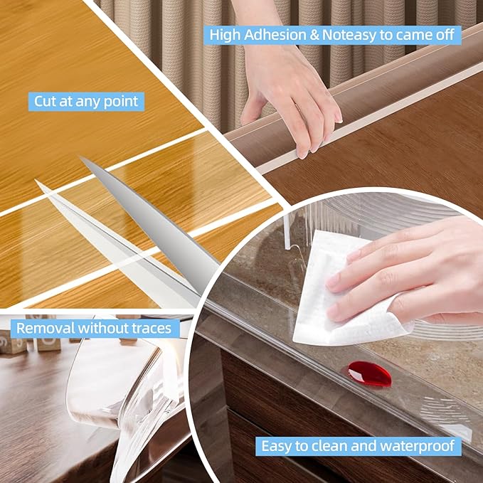 13.12 FT Edge Corner Protector Baby Proofing,Soft Clear Furniture Table Corner Guard & Edge Safety Cabinet Door Bumper,Crib Bumpers,Wall Protector(Width 2.6 in，Thickness 0.08 in)