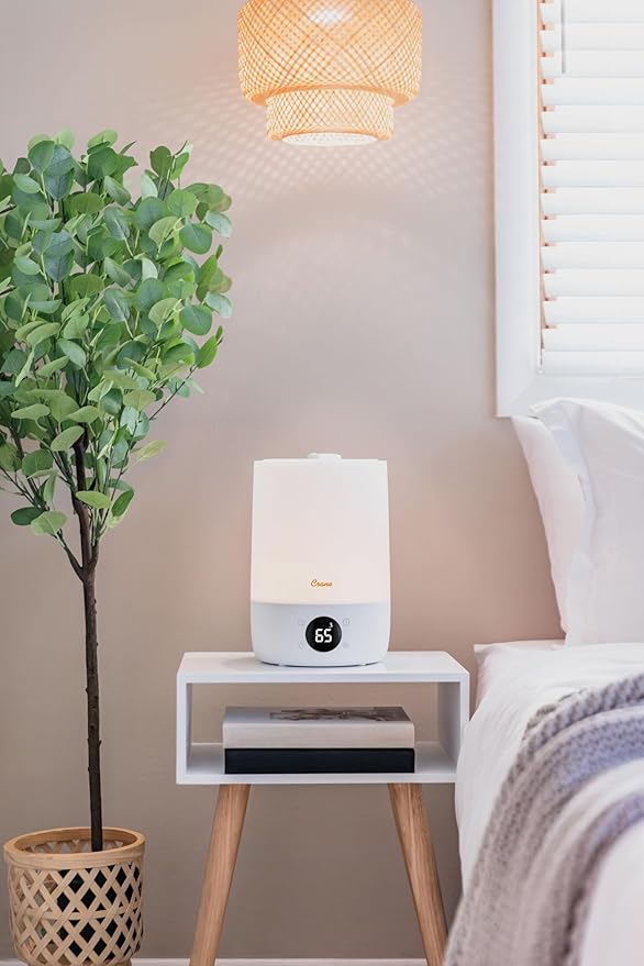 Crane Ultra-Quiet 3-in-1 Humidifier, Essential Oil Aroma Diffuser & Soothing Sleep Light - Compact 1.2 Gallon Capacity with Adjustable Night Light & Fragrance Tray - Ideal for Bedroom and Office