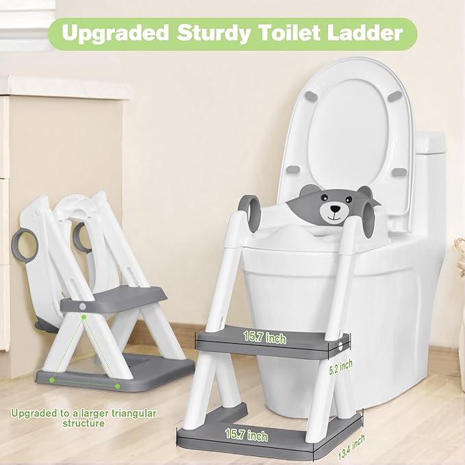Toilet Seat, Potty Training Seat for Toddler, Upgraded 2-in-1 Potty Toilet Training for Boys and Girls,Waterproof Cushioned Mat with Non-slip Step Stool