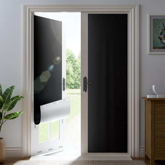 45" W x 72" L 100% Portable Blackout Curtains, Total Darkness No-Drill Black Out Window Cover,Temporary Blackout Shades with Hook & Loop Tape, for Bedroom, Nursery, Dorm, Travel (Black)