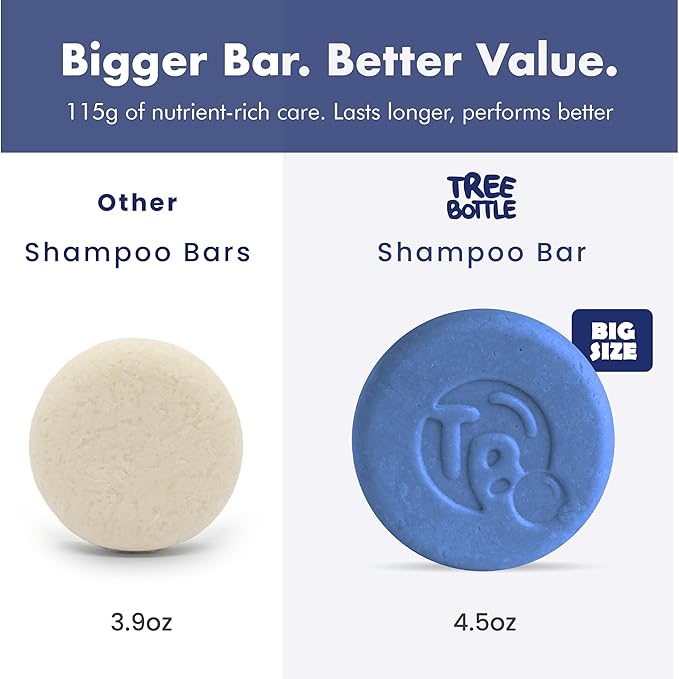 Tree Bottle Argan Oil + Bamboo Extract 3-in-1 Shampoo Bar for Men - For Hair, Beard & Body - Deep Clean, Nourishing & Frizz Control - Natural, Paraben & Sulfate-Free - Made in USA - 4.5oz