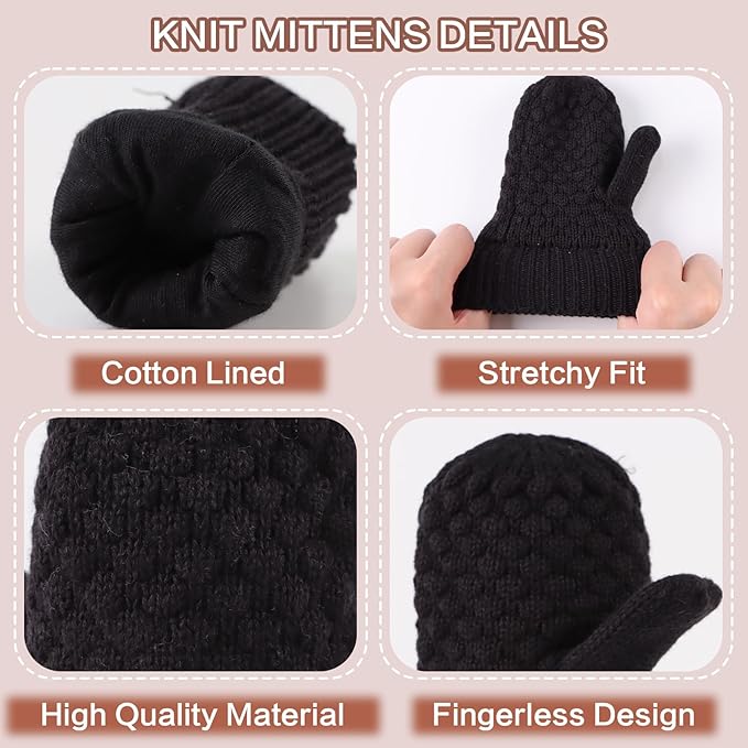 Baby Knit Mittens Toddler Boys Girls Gloves Winter Infant Newborn No Scratch Mitten 0-3 Years