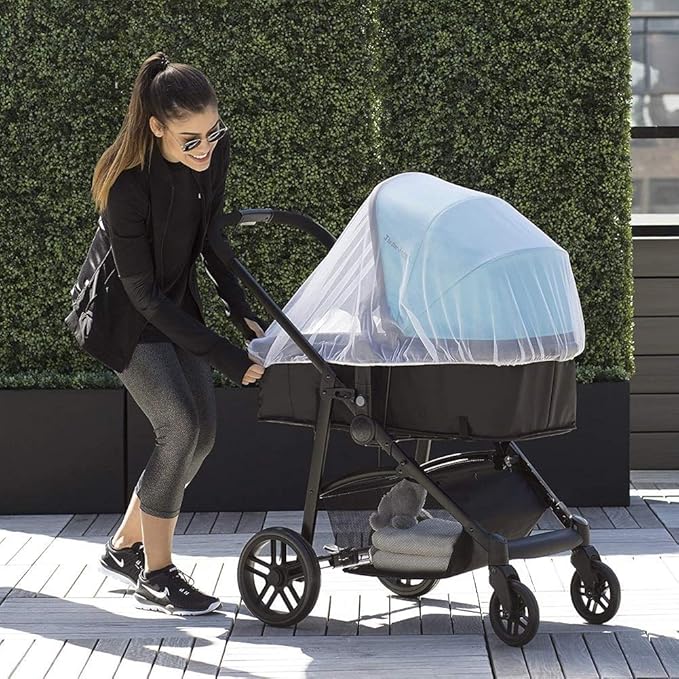 Baby Stroller Mosquito Net (2 Pack) - Durable Mesh Protection for Bassinets, Cradles, Playards, Pack N Plays & Portable Mini Cribs | Breathable Universal Fit Insect Barrier (Black)