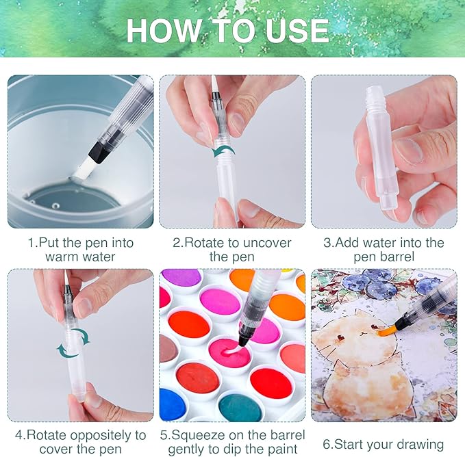 AROIC 65 Pieces Watercolor Paint Set,36 Colors Watercolor,10 Brushes,3 Refillable Water Brush Pens,16 Page Pad(8.5 * 5.5in),Profesional Watercolor Kit for Kids, Adults, Beginners