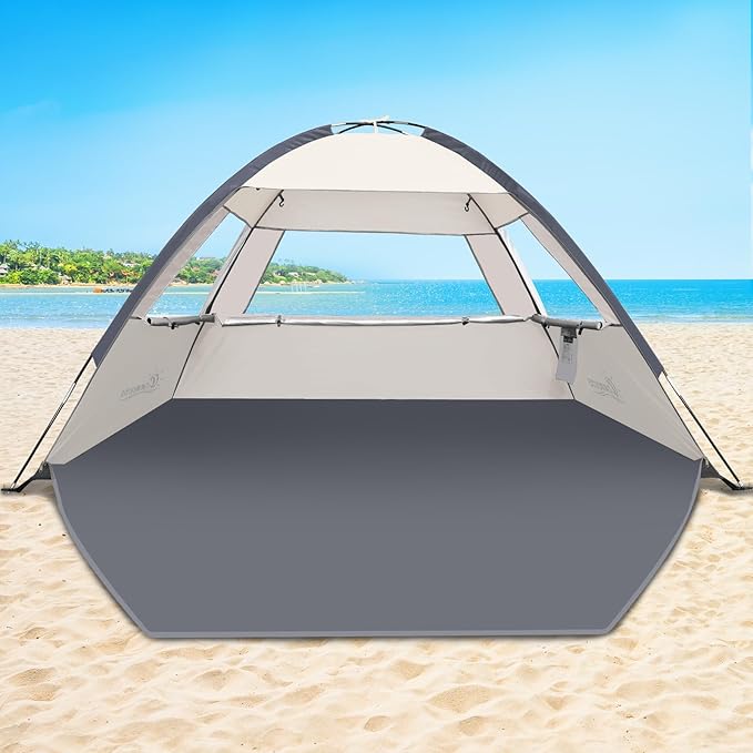COMMOUDS Beach Tent Sun Shade for 3/4-5/6-7/8-10 Person, UPF 50+ Beach Sun Shelter Canopy Tent, Lightweight, Easy Set Up and Carry