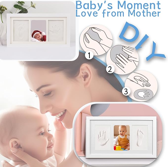 Baby Clay Hand and Footprint Kit, Newborn Keepsake Frame, Personalized Baby Gifts for New Mom Nursery Decor, Baby First Christmas Gifts for Girls Boys Baby Shower Gifts