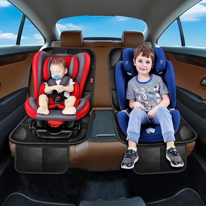 Car Seat Protector 1 Pack Car Seat Cushion Mat Thickest Padding,Waterproof 600D Fabric Car Seat Covers for Non-Slip Backing Mesh Pockets for Baby and Pet (Brown, 1 Pack)