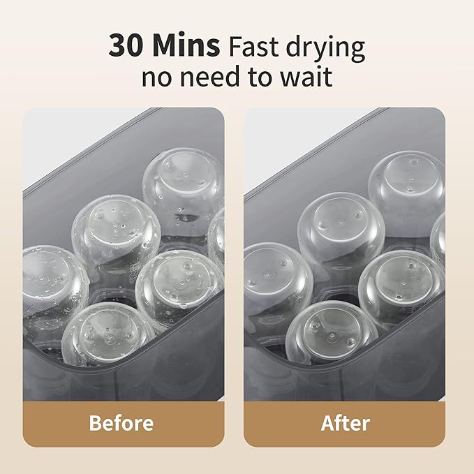 Baby Bottle Steamer and Dryer, Electric Steamer and Dryer for Baby Bottles, 4-in-1 Bottle Steamer and Dryer, Universal Fit for All Bottles, LED Touch Screen, Auto Shut-Off