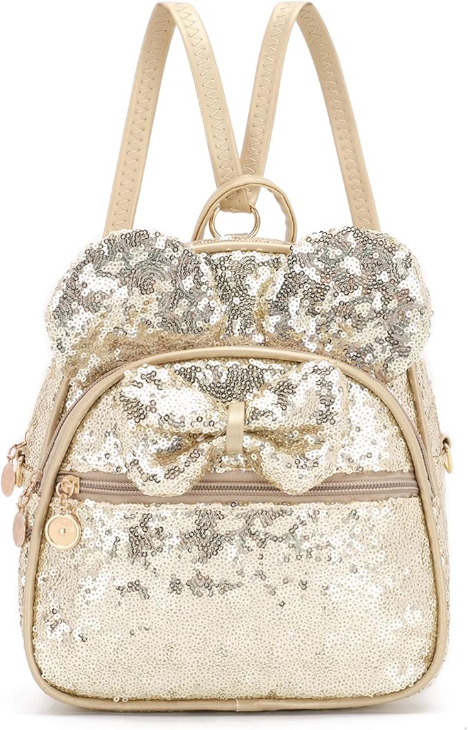 KL928 Girls Bowknot Polka Dot Cute Mini Backpack Small Daypacks Convertible Shoulder Bag Purse for Women