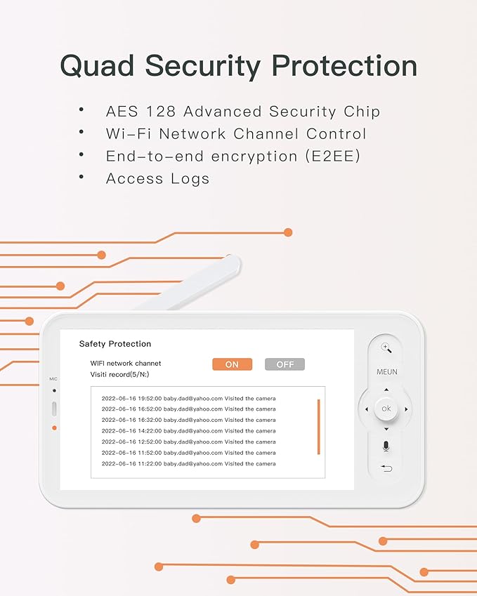 ARENTI Baby Monitor 2 Cameras, Smart Baby Camera with 5-Inch Wireless Display, Super Night Vision, Temperature Sensor, Sound Detection, Auto Motion Tracking, 2-Way Audio, VOX Mode(B2 Set)