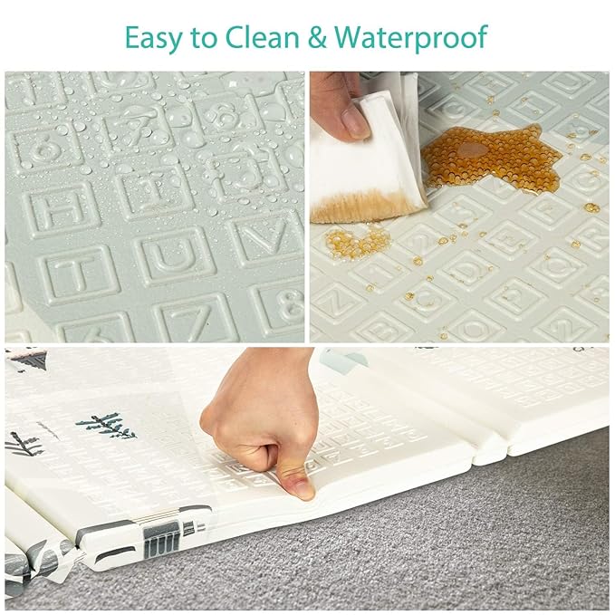 FLAGAV Baby Play Mat, 79x71inch Extra Large Folding Baby Crawling Mat, Waterproof Reversible Playmat Foam Non Toxic Anti-Slip Portable Kids Play Mat for Infant, Toddler