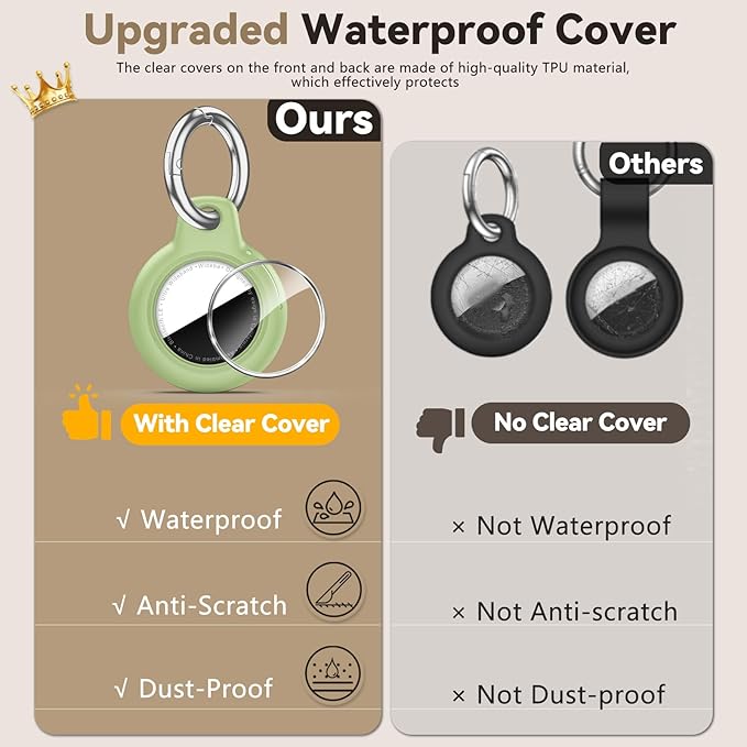 Upgrade Waterproof Airtags Holder with Apple Airtags Keychain, Hard PC Air Tag Case, Anti-Scratch & Shock Air tag Holder,Men's Women's Keyrings & Keychains, for Dog,Car Key,Luggage -Light Green