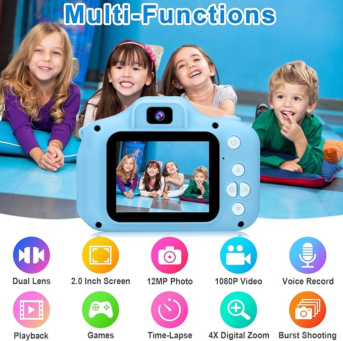 GKTZ Toys for Girls Age 3-8, Kids Camera Digital Video Toddler Camera Children Camcorder Birthday Gifts for 3 4 5 6 7 8 Year Old Girls with 32GB SD Card