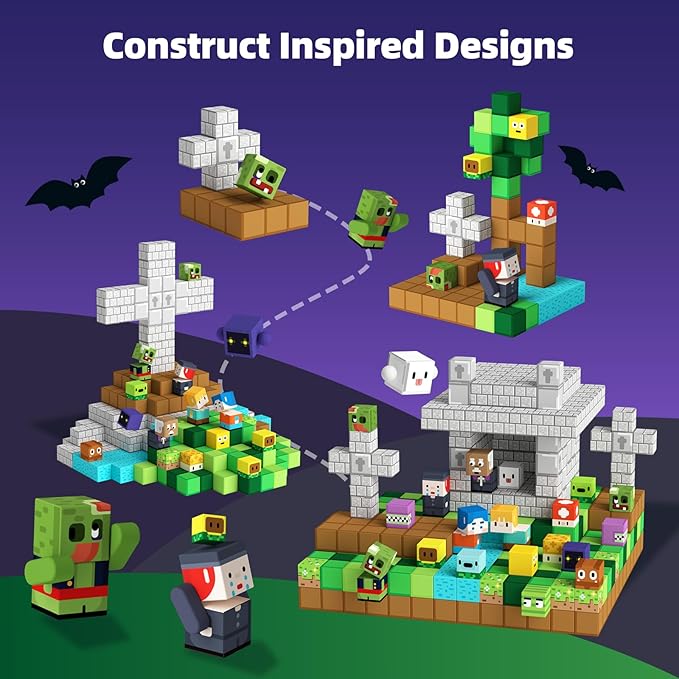 GobiDex Magnetic Blocks Kids Toys for Boys Girls 3+, Build MagWonder World with Zomblock Magnets Cubes, Upgraded STEM Game-Based Building Sensory Gift for Birthday