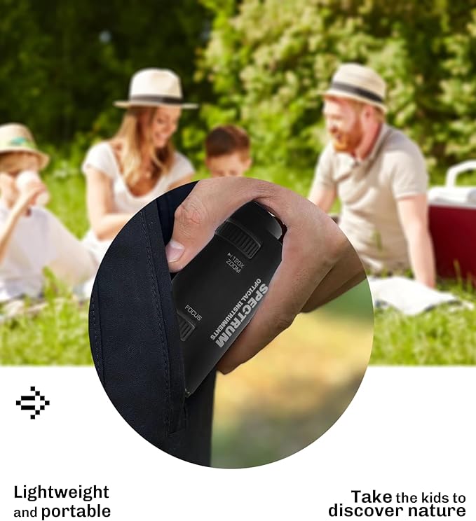 EasyMicro LED Lighted Pocket Microscope 60-120X Magnification Black Color