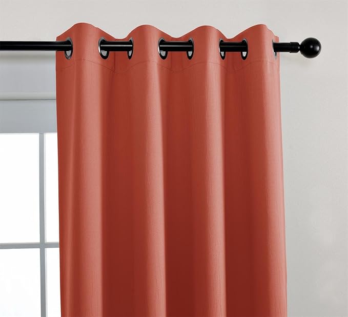 MIUCO Blackout Curtains Room Darkening Curtains Textured Grommet Panels for Living Room 2 Panels 52x84 Inch Long Rust