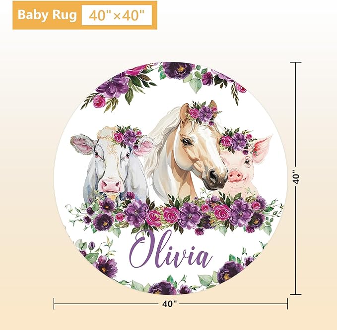 Custom Baby Crib Bedding Set, 5 Pcs Personalized Name Baby Crib Sets for Infant Toddler, Floral Horse Nursery Bedding Set for Baby Girls, Double Layer Baby Bedding Sets, Gifts for New Parents