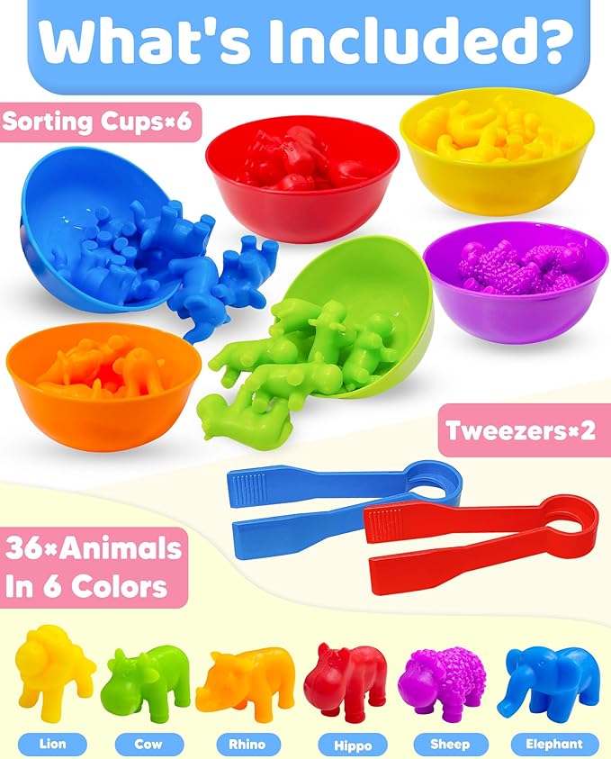 Counting Animals Montessori Toys for 3 4 5 Years Old Boys Girls, Preschool Learning Activities Kindergarten Educational Sensory Toys Gifts for Kids Toddlers