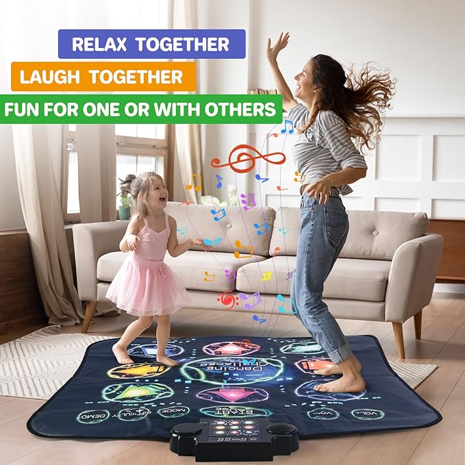 Dance Mat, Electronic Dance Mixer Rhythm Step PlayMat,Dance pad Game Toy for Girls Boys,Christmas/Festival/Birthday Gift for Kids, Built-in Music,24 Challenge Levels,Age 3-4 6 7 8 9 10 11 12+ Year Old