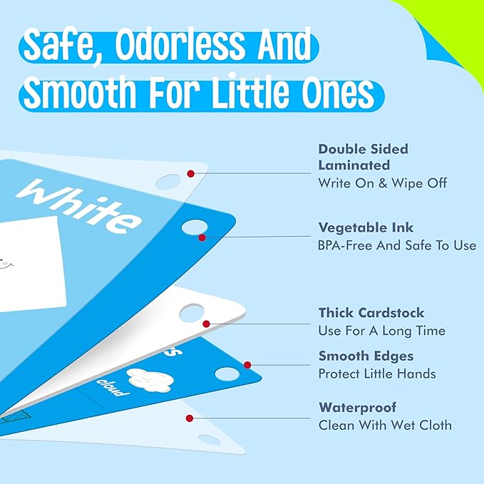 110 PCS Early Learning Flashcards, Double Sided Cards- Alphabet, Numbers, Foods, Animals, Shapes, Colors, Home Object with 4 Reclosable Rings, Learning Tool for Pre-K Kindergarten Toddlers