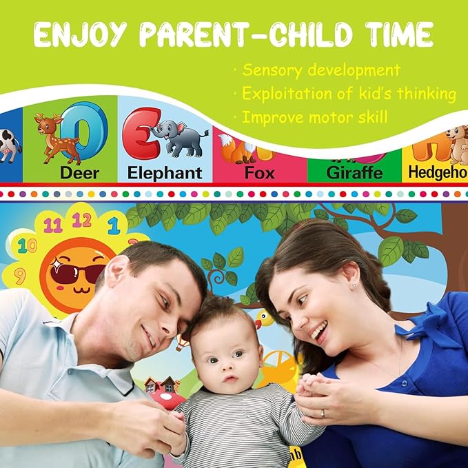 ABC Rug for Kids Room, ABC Mats for Floor Toddlers, Alphabet Play Mat Elementary Preschool Kid's Rugs wtih ABC, Numbers, Animals - (78.7x59 Inches)