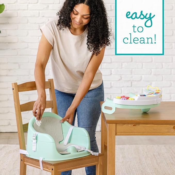 Infantino Music & Lights 3-in-1 Discovery Seat and Booster - Convertible Booster, Infant Activity Seat and Feeding Seat with Electronic Piano for Sensory Exploration, for Babies and Toddlers, Mint