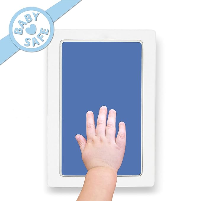 Extra Large Clean Touch Ink Pad for Baby Handprints and Footprints – Inkless Infant Hand & Foot Stamp – Safe for Babies, Doesn’t Touch Skin – Perfect Family Memory or Gift by Tiny Gifts, Blue