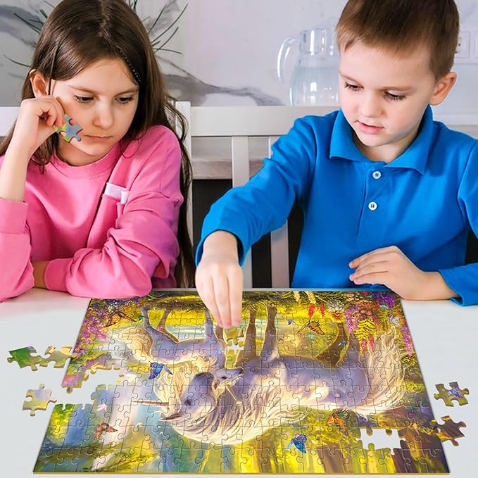 Puzzles for Kids Ages 6-8 8-10 - Unicorn and Foal, 200 Piece Puzzles for Kids, Learning Educational Jigsaw Puzzles Toys Gifts for 6 7 8 9 10 Year Old