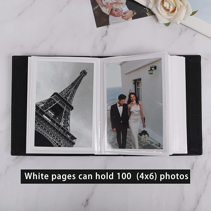 RECUTMS 100 Pocket 4x6 Small Photo Album - Vertical Wedding, Family, Baby, Anniversary, Graduation Picture Book - Travel Albums (Grey)