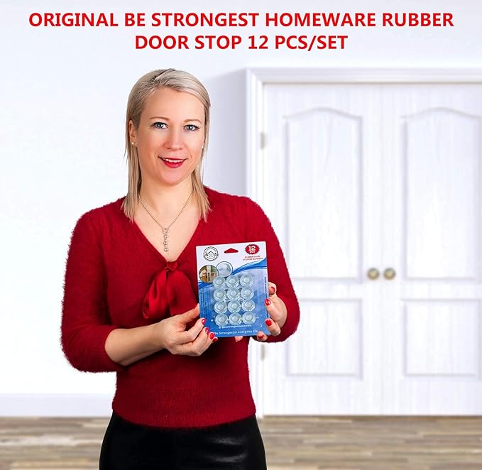 Door Bumper - Small Size Rubber Bumpers - Clear Door Stoppers for Wall - Wall Protector Clear Rubber Door Stop 12 in Pack - Shower Bumpers for Walls - Stick on Hard Bumpers for Walls Heavy Use (12)