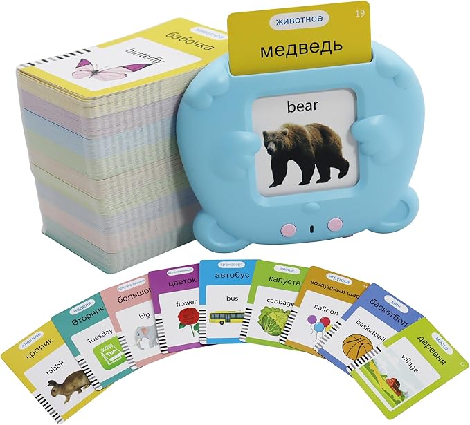 MAYAPHILOS Russian and English Flash Card with 510 Sight Words, Learn Russian for Kids Russian Language Learning Toys udible Pocket Speech for Toddlers Sensory Preschool Educational Birthday Gifts