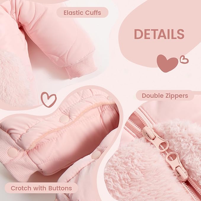 JiAmy Baby Snowsuit Newborn Winter Clothes Coat Romper Windproof Fleece Hat Zipper Baby Bear Outfit