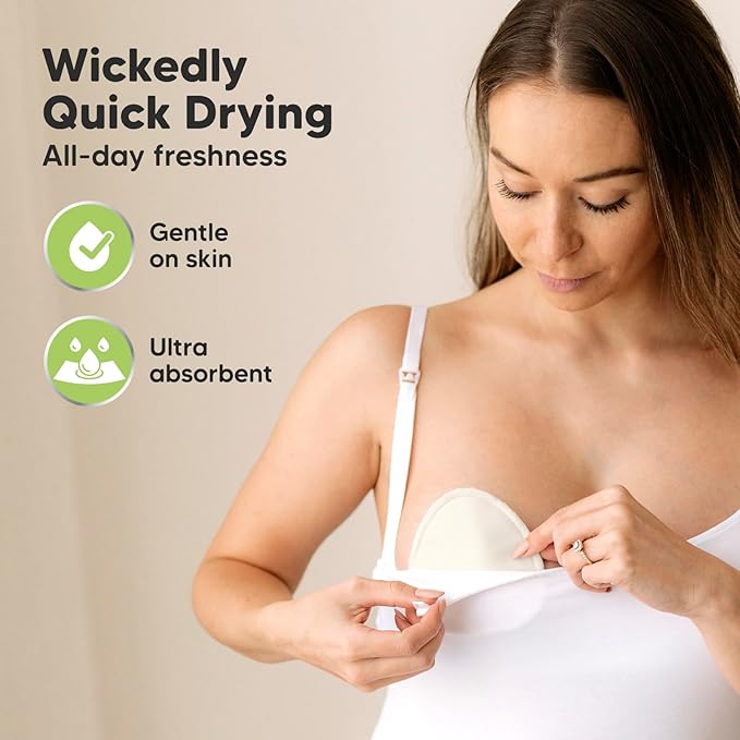 14-Pack Organic Nursing Pads - Washable Breast Pads for Breastfeeding, Nursing Bra Nipple Pads for Breastfeeding, Pumping Bra Reusable Breast Pads, Maternity Breastfeeding Bra Pads (Neutrals, M 3.9")