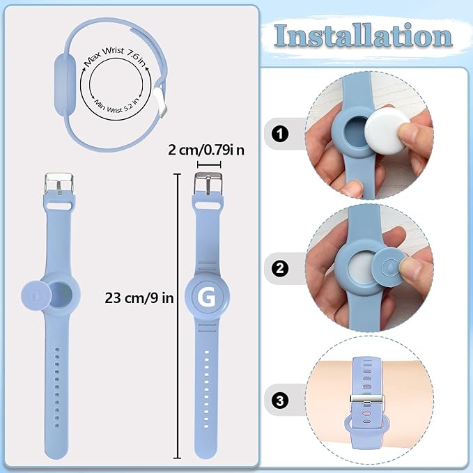 Waterproof Bracelet for AirTag Kids, Personalized Initial Letter Hidden Holder Compatible with Air Tag, Silicone Case for Airtag Adjustable Anti-Lost GPS Tracker for Toddler Child Elder, G