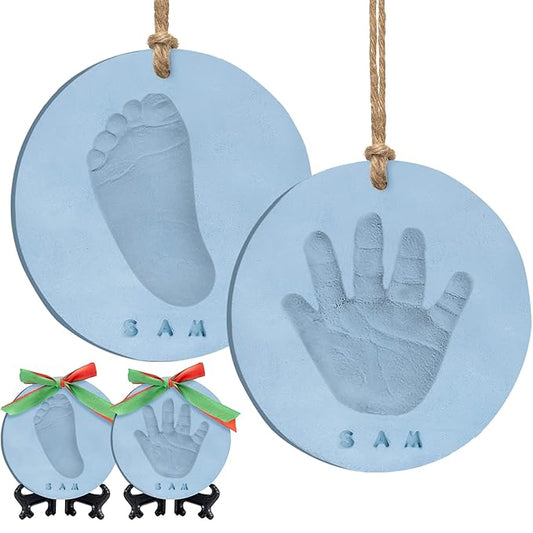 Baby Hand and Footprint Kit Girls, Boys - Personalized Baby Footprint Ornament Kit, Newborn Keepsake Gifts for New Mom, Easy to Use Handprint Makers, Cute Shower Gifts(Sky, Multi-Colored)