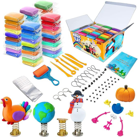 ESSENSON Modeling Clay Kit - 50 Colors Air Dry Magic Clay, Best Gift for Boys & Girls Age 3-12 Year Old, DIY Molding Kids, with Sculpting Tools, Decoration Accessories, Kids Art Crafts